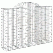 Panier de gabions clôture cage mur de soutènement arqué 200 x 50 x 140/160 cm fer galvanisé Argent 02_0040026 - métal 3000218924874