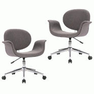VidaXL Chaises pivotantes à manger lot de 2 gris tissu Modèle Xiralis - 3054866