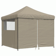 VidaXL Tente de réception pliable escamotable 4 parois latérales taupe Modèle AbriCore 293 - marron 4004930