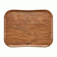 ​​​​​​​Plateau empilable (L)430 x (P)330 mm en polyester aspect naturel bois olivier marron, CENTURY