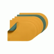 Bjorn Set de table rectangovale réversible - 6 pièces - Cuir recyclé jaune moutarde et vert sapin - multicolore 3701488308240 Bjorn Set de table rectangovale réversible - 6 pièces - Cuir recyclé jaune moutarde et vert sapin - multicolore 3701488308240