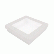 Boîte à salade en carton blc+couvercle à fenêtre 1000ml 18,5x18.5x4cm par 200