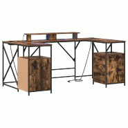 Bureau Chêne fumé 182 x 101 x 87,5 cm Bois d'ingénierie Modèle Titan Panorama Ligne - 8721288746955