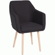 Décoshop26 - Chaise de salon avec accoudoirs quatre pieds résistants en bois clair assise en tissu noir 10_0003484 - noir 3000251604634 Décoshop26 - Chaise de salon avec accoudoirs quatre pieds résistants en bois clair assise en tissu noir 10_0003484 - noir 3000251604634