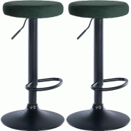 Décoshop26 - Lot de 2 tabourets de bar avec assise en tissu velours vert et cadre métal noir TDB10708 - noir métal 3002477232691