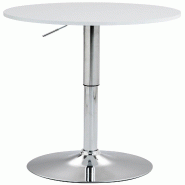 Décoshop26 - Table de bar réglable en hauteur Ø60 cm – Plateau bois blanc rond pied trompette métal stable et moderne 10_0009152 - métal 3000267039642