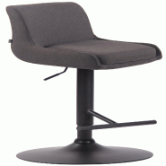 Décoshop26 - Tabouret de bar avec repose-pied design moderne en tissu gris foncé pieds en métal noir mat TDB10440 - gris métal 3000455269608