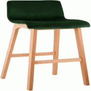Décoshop26 - Tabouret de bar x1 piètement à 4 pieds en bois assise en velours vert style scandinave 10_0005951 - Bois massif 3000265311412