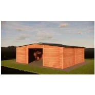 Double abri avec couloir de jonction 8 x 9 m - JONCA-2 - Bois Douglas et toiture bac acier