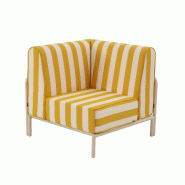 Fauteuil d'angle rayé pour salon de jardin modulable tissu jaune clair - jaune aluminium 114805