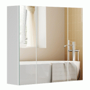 Helloshop26 - Armoire murale salle de bain placard avec miroir meuble de rangement 3 portes 60 x 15 x 55 cm avec étagère réglable 12_0004041 - 3000