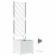 Helloshop26 - Cache-pot de jardin avec système d'irrigation moderne 40 x 40 x 142 cm en acier blanc 02_0058612 - blanc acier 3000240682469