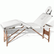 Helloshop26 - Table pliable de massage 4 zones avec cadre en bois blanc crème 02_0001878 - blanc Bois massif 3000089651534