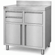 Meuble cafetier industriel en acier inoxydable 100 x 60 cm WORLDMAI pour CHR. Table professionnelle pour machine à café de bar et restaurant. - inox