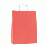 Sac kraft corail 27x37+12cm avec poignées torsadées - par 50