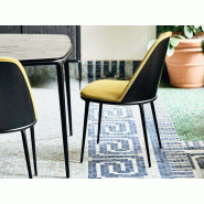Lot de 2 chaises Lea assises tapissées dos bois pieds métalliques noirs Lot de 2 chaises Lea assises tapissées dos bois pieds métalliques noirs