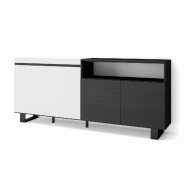SKRAUT HOME Buffet salon et cuisine, 200x87x35cm, 4 Portes, Design industriel, Blanc et noir - blanc Bois manufacturé 58_14