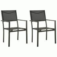 VidaXL Chaises De Jardin Lot De 2 Textilène Et Acier Noir Anthracite - noir 313077