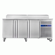 Cuistance Table de préparation réfrigérée avec 3 portes et saladette incorporé - 2025 x 800 x 1075 mm - gris inox SH3000800.1010037 Cuistance Table de préparation réfrigérée avec 3 portes et saladette incorporé - 2025 x 800 x 1075 mm - gris inox SH3000800.1010037