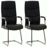 Décoshop26 - Lot de 2 fauteuils de bureau avec accoudoirs sans roulettes en PVC noir pieds en métal chromé 10_0001692 - noir métal 3000250622370 Décoshop26 - Lot de 2 fauteuils de bureau avec accoudoirs sans roulettes en PVC noir pieds en métal chromé 10_0001692 - noir métal 3000250622370