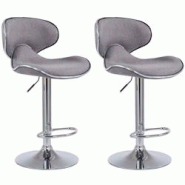Décoshop26 - Lot de 2 tabourets de bar pivotant design moderne en tissu gris support en métal chromé 10_0004269 - gris 3000252015149 Décoshop26 - Lot de 2 tabourets de bar pivotant design moderne en tissu gris support en métal chromé 10_0004269 - gris 3000252015149