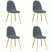 Décoshop26 - Set de 4 chaises de salle à manger en tissu velours gris foncé pieds chromés dorés DEC025627 - gris 3000255355365 Décoshop26 - Set de 4 chaises de salle à manger en tissu velours gris foncé pieds chromés dorés DEC025627 - gris 3000255355365