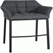 Décoshop26 - Tabouret de bar x1 assise enveloppante capitonnée en feutrine gris foncé avec structure à 4 pieds en méal noir 10_0006479 - gris 300