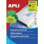 Étiquettes blanches Apli dim. 48,5 x 25,4 mm (l x h), 4 400 pièces, 44 par feuille (1285) - blanc 8410782012856