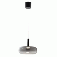 Fabas Luce Suspension Led Devero 8W Ø 25Cm, Verre Borosilicate Gris Clair Dégradé, Dimmable, 2700K-4000K, Ip20. Luminaire Chic De La Collection Dev