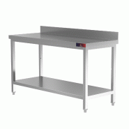 Gasfrit – Table de travail industrielle murale en acier inoxydable avec 1 étagère, 1400 × 600 × 850 + 100 mm - inox GFM88 Gasfrit – Table de travail industrielle murale en acier inoxydable avec 1 étagère, 1400 × 600 × 850 + 100 mm - inox GFM88