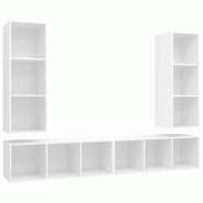 Helloshop26 - Lot de 4 meubles TV muraux avec rangement modulable 37 x 37 x 107 cm en bois d'ingénierie blanc 02_0055120 - blanc Bois massif 30002388