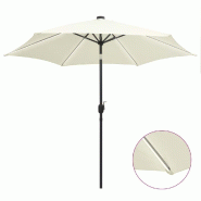 Helloshop26 - Parasol avec led et mât en aluminium 300 cm blanc sable 02_0008083 - blanc aluminium 3000432747761