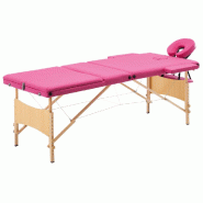 Helloshop26 - Table de massage pliable 3 zones bois rose 02_0001838 - rose Bois massif 3000089241537