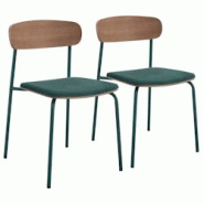 Oviala Business Lot de 2 chaises empilables en bois vert kaki - vert Bois massif 114222 Oviala Business Lot de 2 chaises empilables en bois vert kaki - vert Bois massif 114222