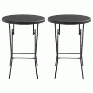Oviala Business Lot de 2 mange-debout pliant noir 110x80 cm - noir plastique polypropylène 113439