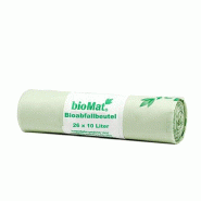Papstar 936 Sacs poubelle compostables "bioMat" à base d'amidon 10 l 50 cm x 42 cm avec poignée de transport - vert en carton 97000