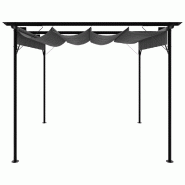 Pergola avec toit rétractable anthracite 3x3 m acier 180 g/m² Modèle Vega StudioDesk Panorama - 8720286106464