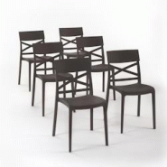 RATTATAN Set 6 Chaises en polypropylène avec fibre de verre empilables pour extérieur et jardin, bar et restaurant, cuisine design moderne - MARTINA RATTATAN Set 6 Chaises en polypropylène avec fibre de verre empilables pour extérieur et jardin, bar et restaurant, cuisine design moderne - MARTINA