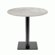 RestooTab - Table Milan T Ø70cm décor marbre perla - blanc fonte TB-MIT-R70M-MB.PERL