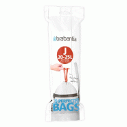 Sacs poubelle Brabantia PerfectFit, sacs à déchets, sacs, codage J, blanc, 23 L, 20 pièces, 115585 - blanc plastique 115585_0