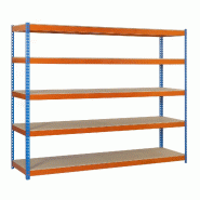 SimonRack Étagères Charge Lourde 2000x1800x750 mm, 5 Niveaux en Bois, 400 kg par Niveau, Structure Acier, Bleu/Orange/Bois - Ecoforte - bleu métal_0
