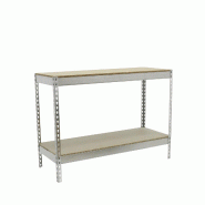 SimonRack Rayonnage industriel, 900x1500x600 mm, 400 kg au point de flexion, 2 étagères bois, Galvanisé/Bois- Ecoforte - argenté métal 8435104957639