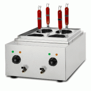 VERTES Cuiseur à pâtes Professionnel en acier inox, électrique, 2x 1700 watts, 2 cuves de cuisson séparées de 6 litres chacune, 4 paniers à pât