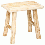 Atmosphera - Tabouret Woody en bois 34,5x23x31cm - marron JJ1816