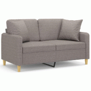 Canapé 2 places avec oreillers décoratifs taupe 120 cm tissu Modèle Vega Smart Pro - 8721012058750