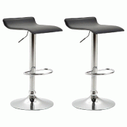 Décoshop26 - Lot de 2 tabourets de bar design minimaliste hauteur réglable repose-pieds en similicuir noir et métal chromé 10_0006404 - noir méta
