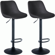 Décoshop26 - Lot de 2 tabourets de bar rotation à 360°en velours noir pieds en trompette métal noir 10_0006631 - noir métal 3000265674302