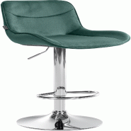 Décoshop26 - Tabouret de bar x1 pivotant forme ergonomique surpiqûres décoratives en velours vert cadre en métal chromé 10_0006230 - métal 30002