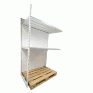 EUROP'METAL Gondole Rack SUITE (avec 1 seul Pied se monte avec une gondole Rack DEPART), BLANC, 2 tablettes supérieures, Haut: 206cm - Prof: 70cm - L