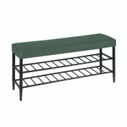 Helloshop26 - Banc à chaussures élégant avec 2 étagères pratique entrée 100 x 30 x 50 cm en fer noir 13_0017693 - noir 3000249071998